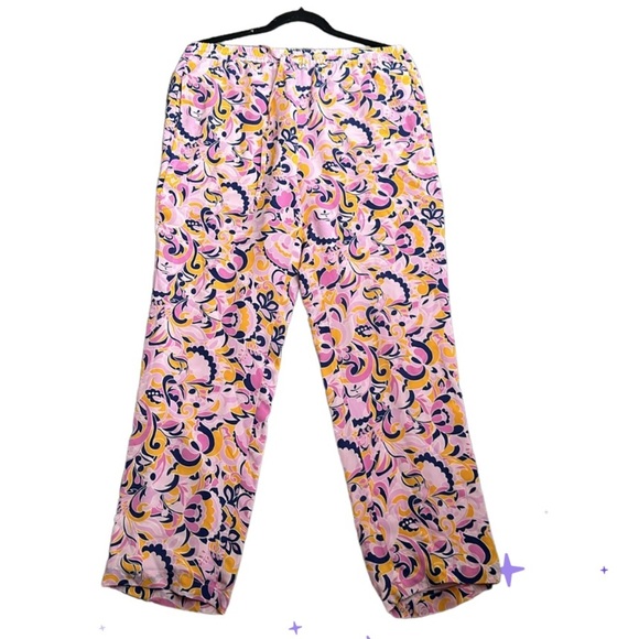 J crew slik pull on  paisley swirl multi color pants size 4 pink blue yellow - Picture 3 of 9